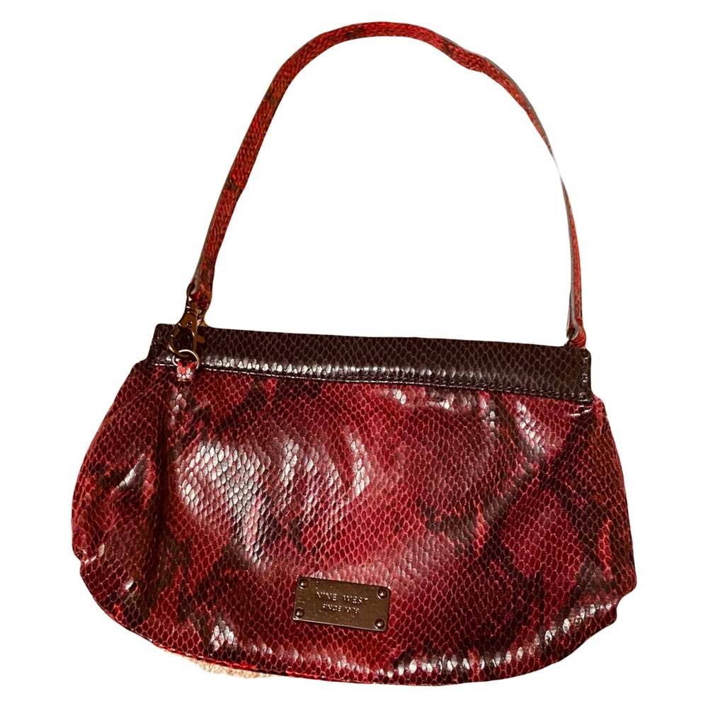 Nine West Burgundy Snakeskin Shoulder Bag